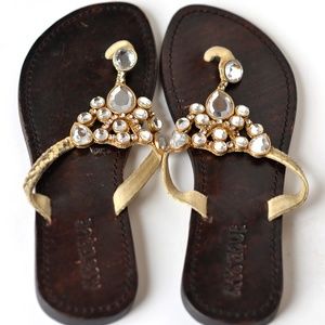 Jewel Embellished, Snakeskin Sandals by Mystique
